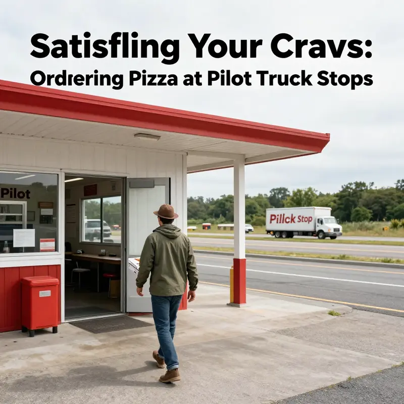 A vibrant scene at a Pilot Truck Stop, highlighting the accessibility and inviting atmosphere for pizza lovers.