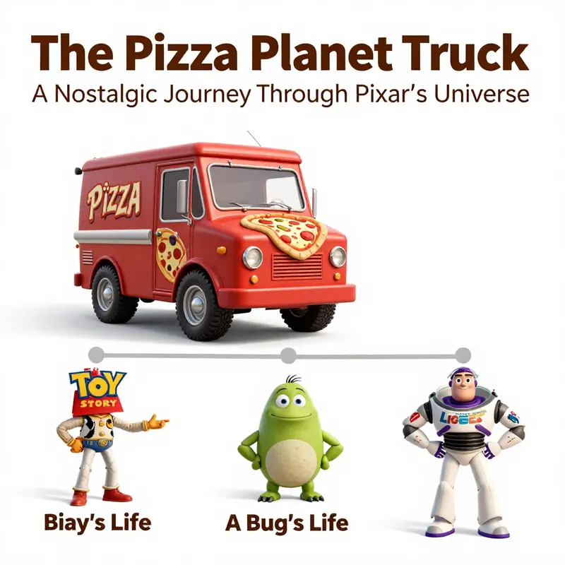 The Pizza Planet Truck making its iconic appearance in the uncharted realms of Lightyear.
