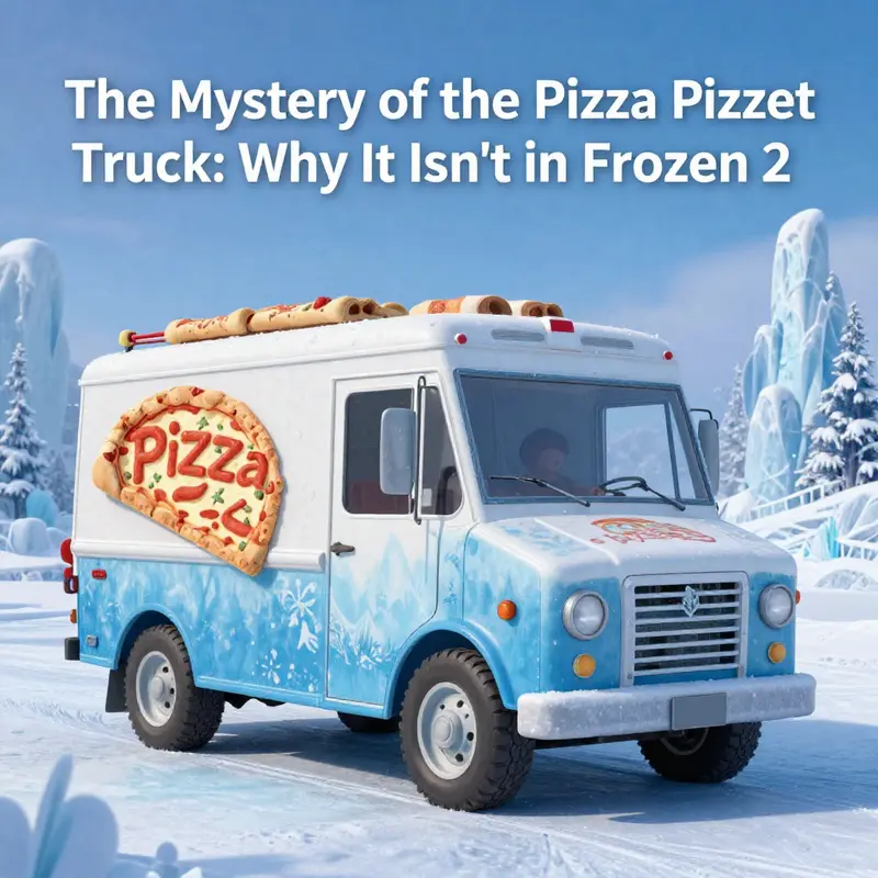Imagined scene showing the absence of the Pizza Planet Truck in Frozen’s snowy landscape.