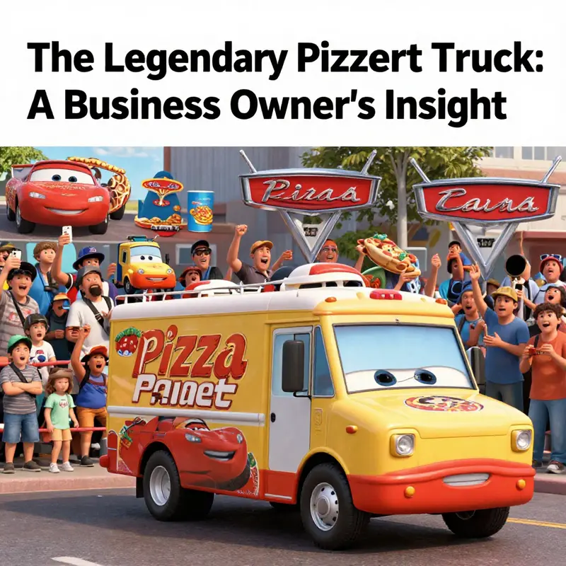The Pizza Planet Truck brings nostalgia and vibrancy to *Cars 2*, reflecting its significance in brand storytelling.