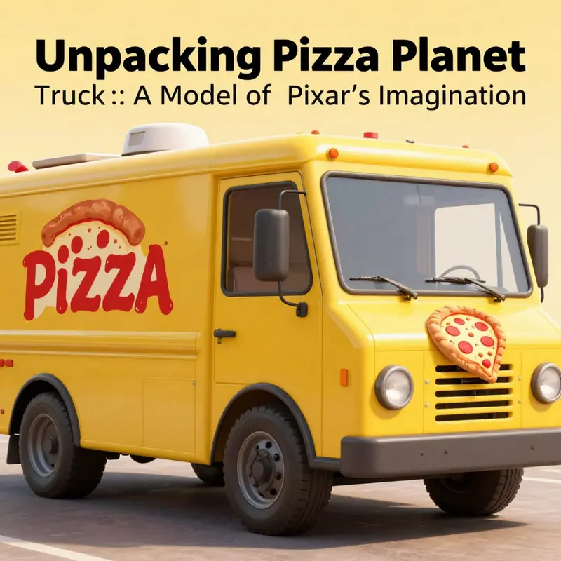 The vibrant design of the Pizza Planet Truck reflecting Pixar’s creative vision.
