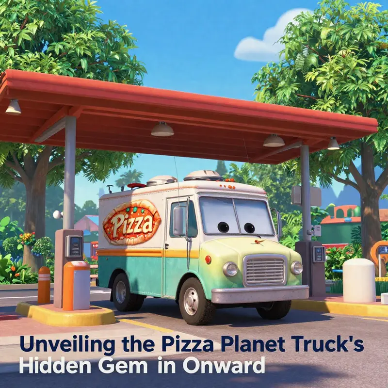 The Pizza Planet Truck makes a subtle cameo in a scene where Barley Lightfoot approaches a toll booth in *Onward*.