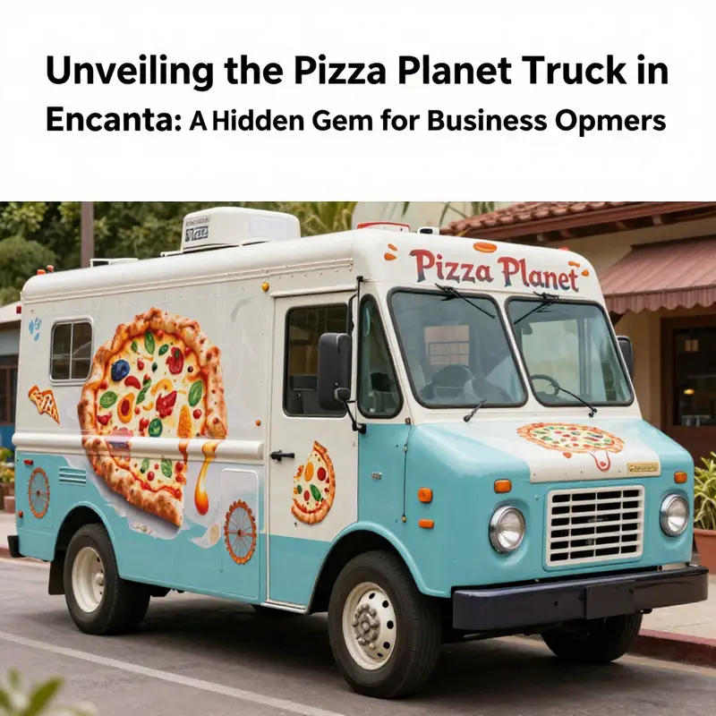 The whimsical Pizza Planet Truck as discovered in *Encanto*, perfectly blending with the aesthetics of Element City.