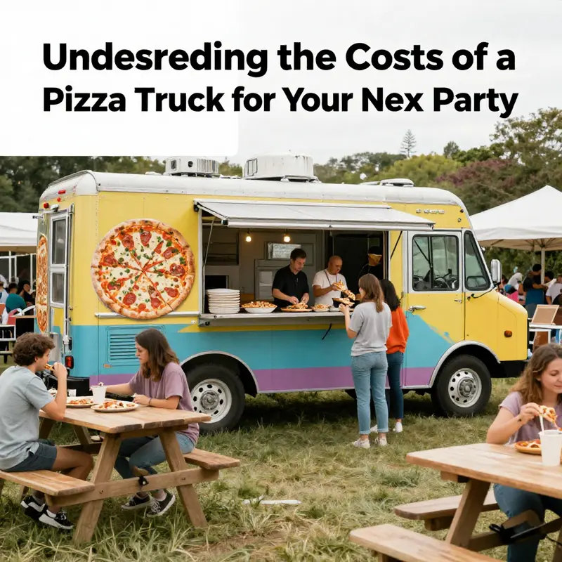 Exploring the vibrant atmosphere of a party with a pizza truck offering delicious food.