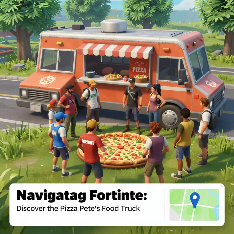 Map detailing Pizza Pete’s Food Truck location in Fortnite.