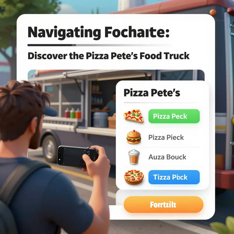 Map detailing Pizza Pete’s Food Truck location in Fortnite.