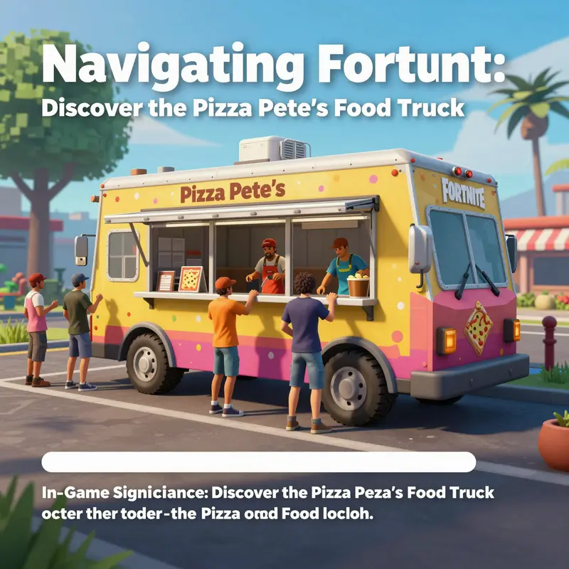 Map detailing Pizza Pete’s Food Truck location in Fortnite.
