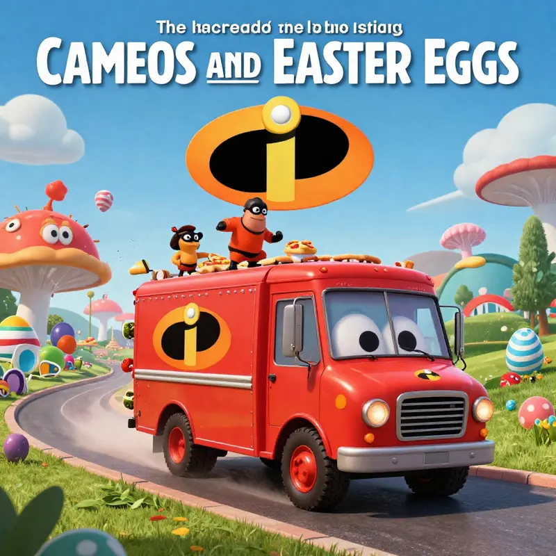 The Parr family in a vibrant city, showcasing their superhero prowess without the iconic Pizza Planet truck in sight.