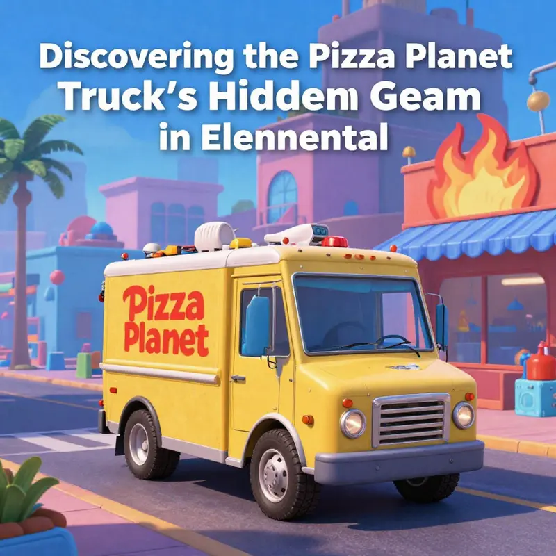 The iconic Pizza Planet Truck making a special appearance in Elemental.
