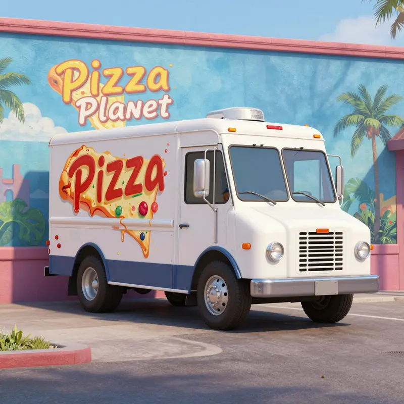The Pizza Planet Truck in Toy Story, marking its iconic debut.