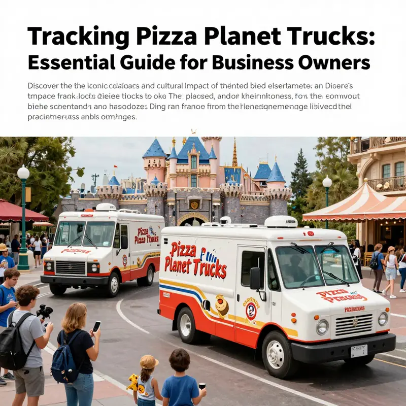 A comprehensive view of both Pizza Planet Trucks in Disneyland, showcasing engagement and excitement from guests.