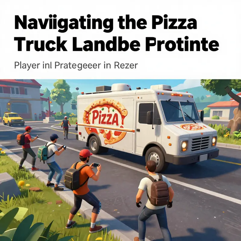 The iconic Pizza Pit truck set against the backdrop of Salty Springs in Fortnite, a strategic location for players.