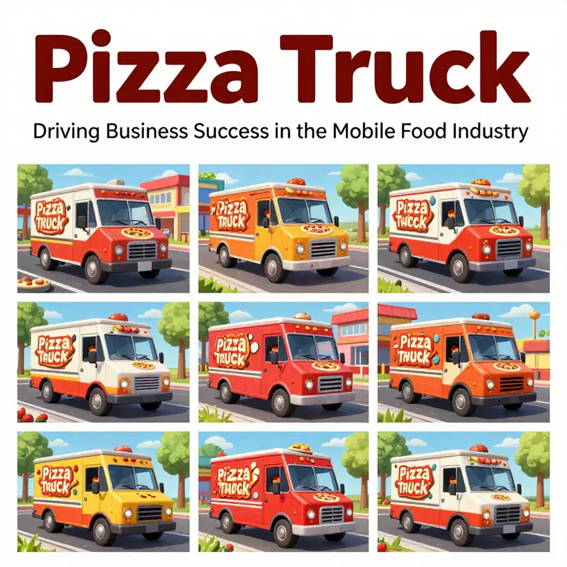 A collage representing the vibrant world of the ‘Pizza Truck’ video game series.