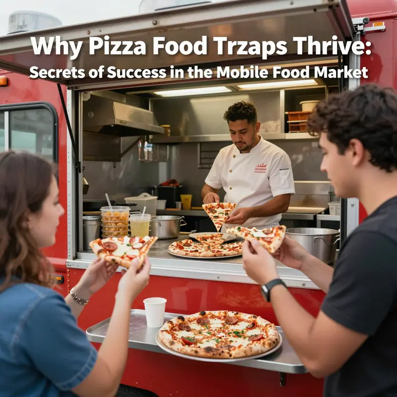 A busy pizza food truck scene reflecting high demand and profitability.