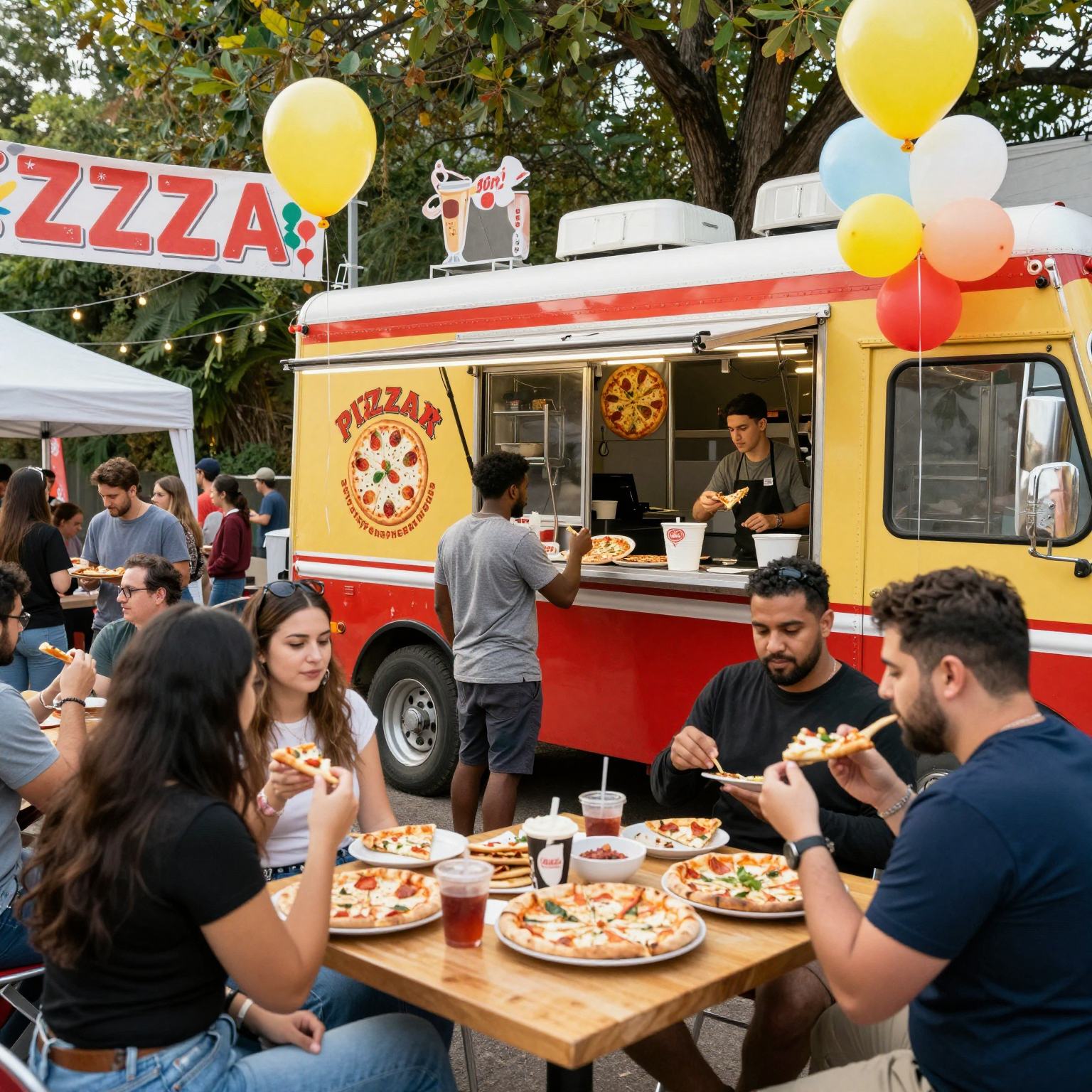 Vibrant Pizza Truck Scene