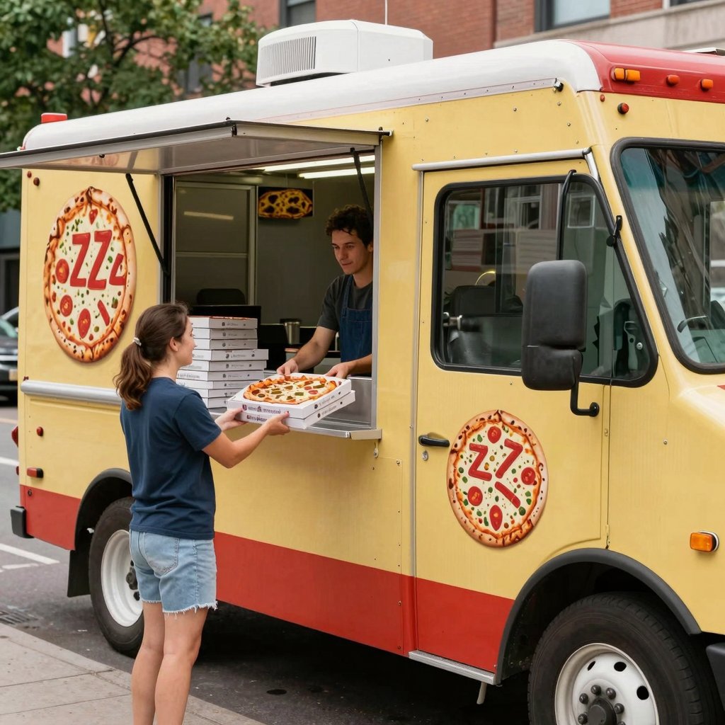 Pizza Truck Delivering