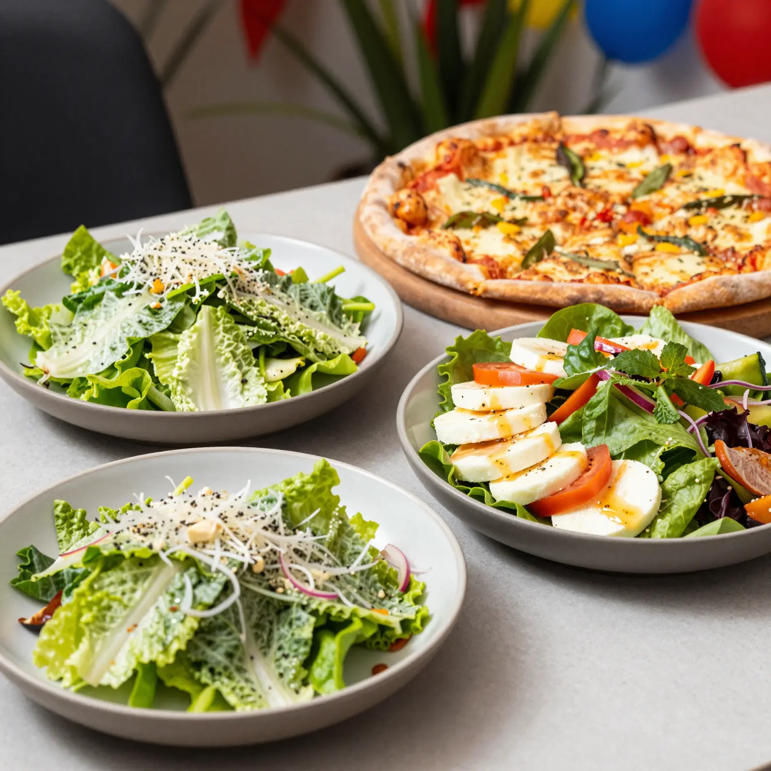 Salads paired with pizza