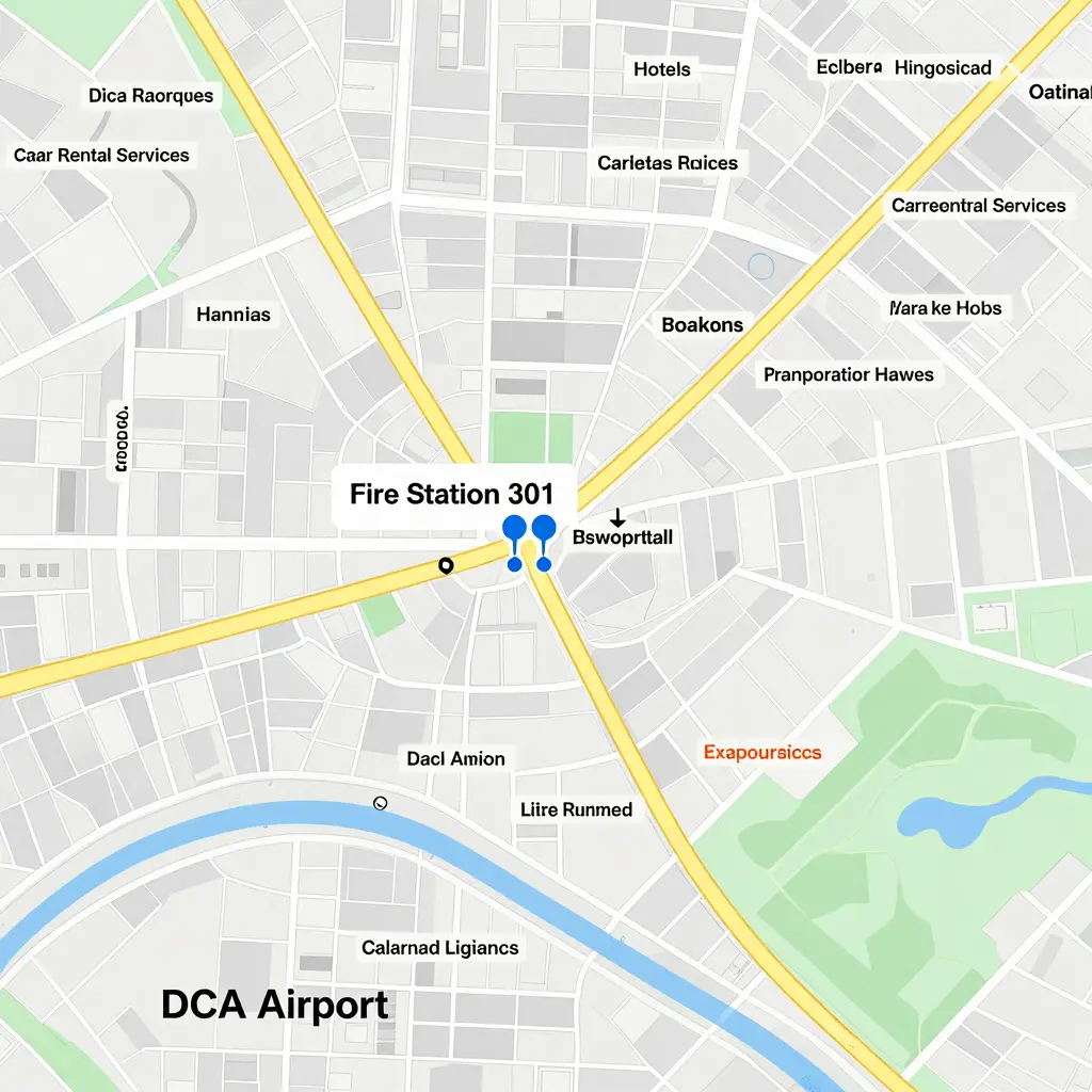 Location of Fire Station 301 in relation to DCA