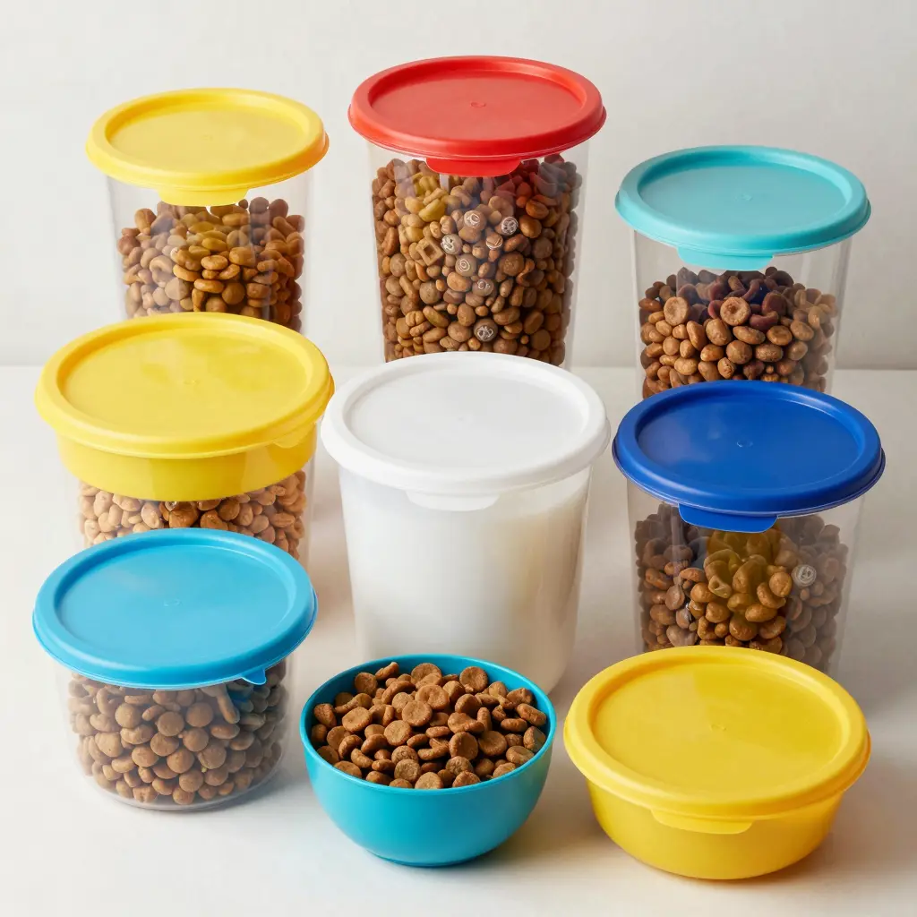 Colorful Plastic Dog Food Containers